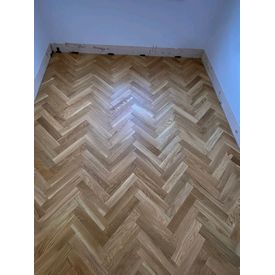 Engineered wood parquet flooring fitted to office